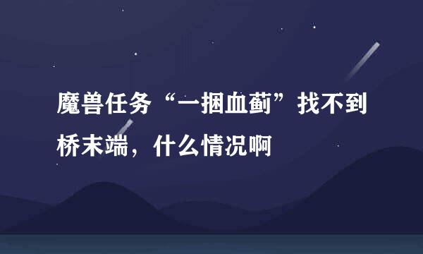 魔兽任务“一捆血蓟”找不到桥末端，什么情况啊