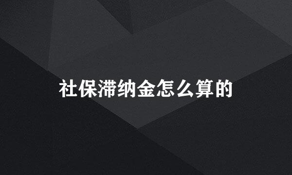 社保滞纳金怎么算的