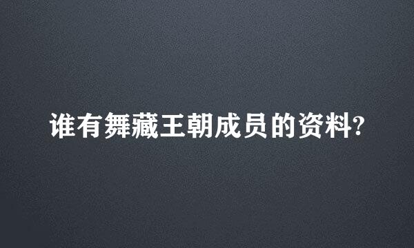 谁有舞藏王朝成员的资料?