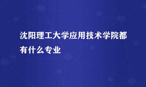 沈阳理工大学应用技术学院都有什么专业