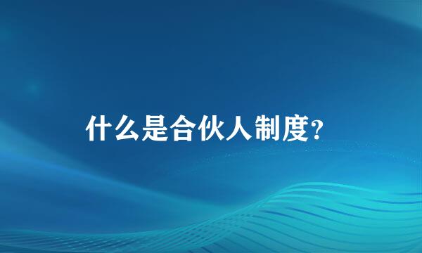 什么是合伙人制度？