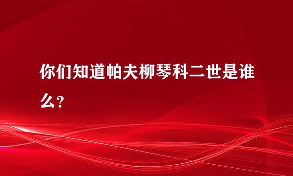 你们知道帕夫柳琴科二世是谁么？