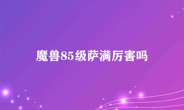 魔兽85级萨满厉害吗