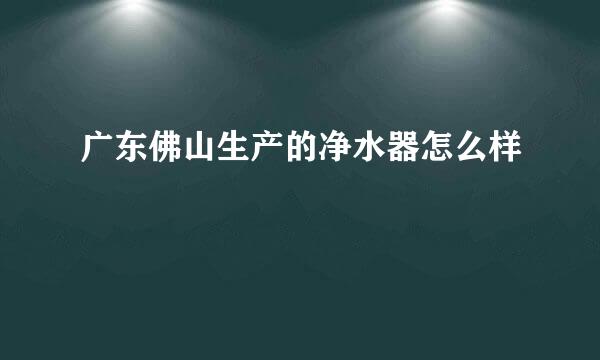 广东佛山生产的净水器怎么样