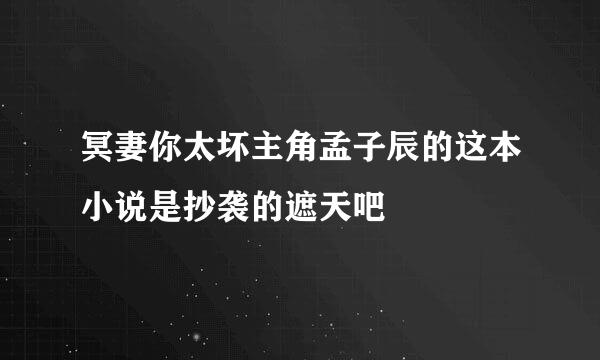 冥妻你太坏主角孟子辰的这本小说是抄袭的遮天吧