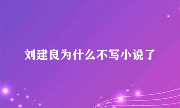 刘建良为什么不写小说了