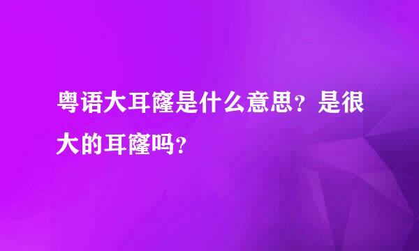 粤语大耳窿是什么意思？是很大的耳窿吗？