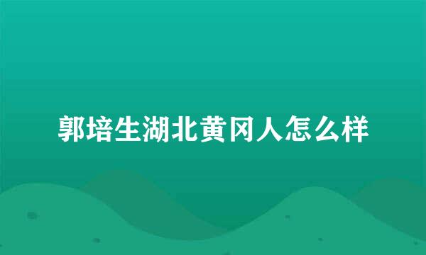 郭培生湖北黄冈人怎么样