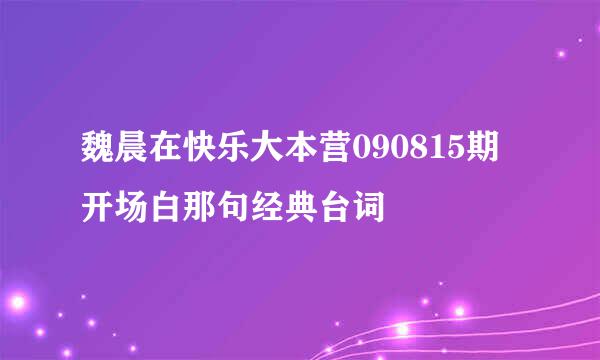 魏晨在快乐大本营090815期开场白那句经典台词