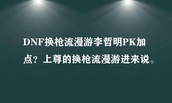 DNF换枪流漫游李哲明PK加点？上尊的换枪流漫游进来说。