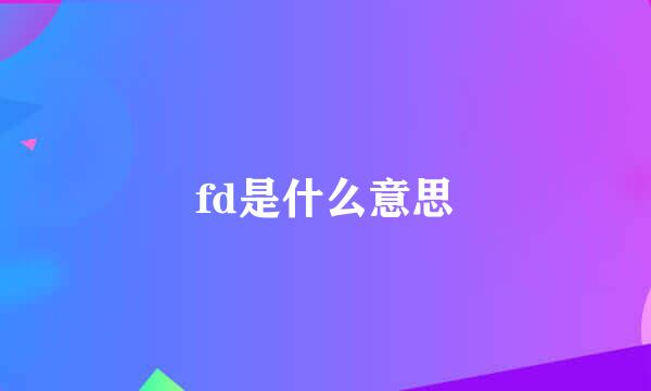 fd是什么意思