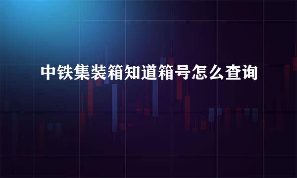 中铁集装箱知道箱号怎么查询