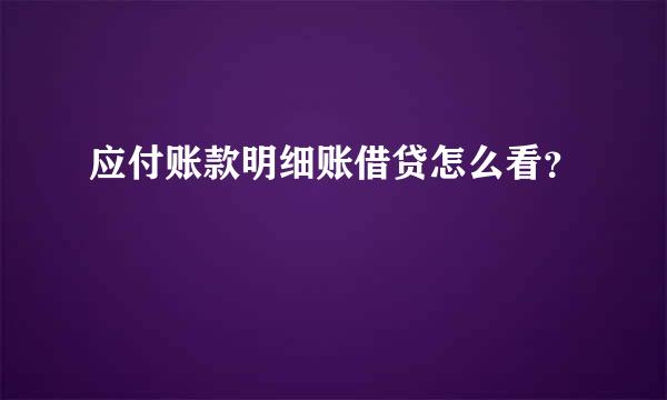 应付账款明细账借贷怎么看？