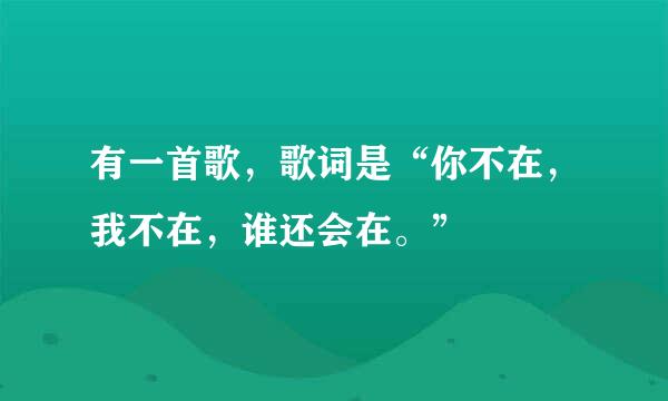 有一首歌，歌词是“你不在，我不在，谁还会在。”