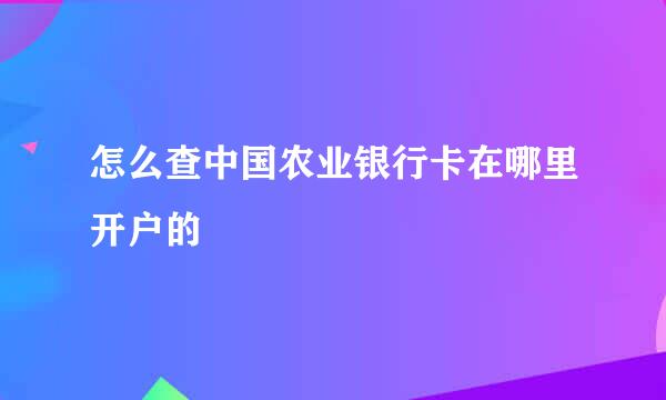 怎么查中国农业银行卡在哪里开户的