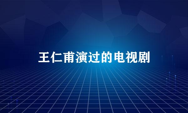 王仁甫演过的电视剧