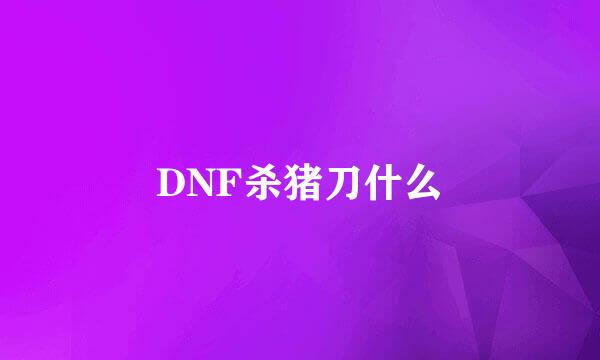 DNF杀猪刀什么