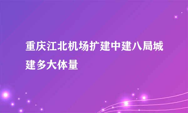 重庆江北机场扩建中建八局城建多大体量