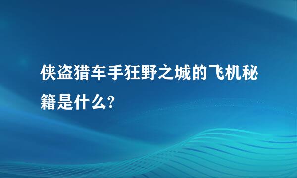 侠盗猎车手狂野之城的飞机秘籍是什么?