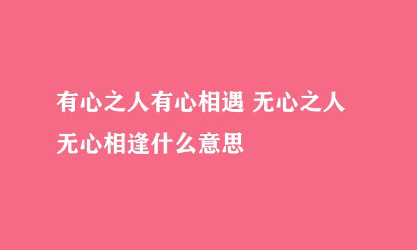 有心之人有心相遇 无心之人无心相逢什么意思