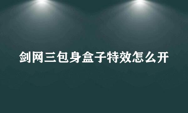 剑网三包身盒子特效怎么开