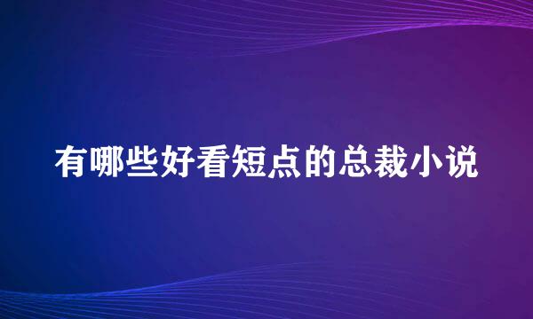 有哪些好看短点的总裁小说