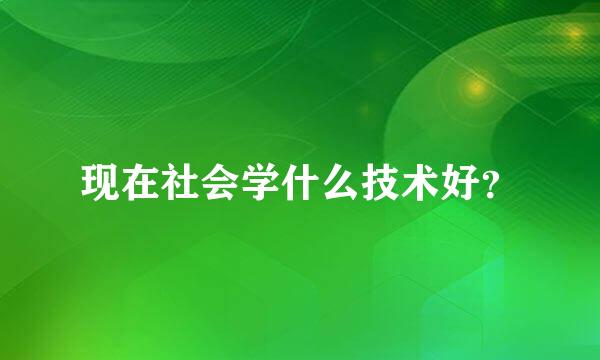 现在社会学什么技术好？