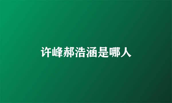 许峰郝浩涵是哪人