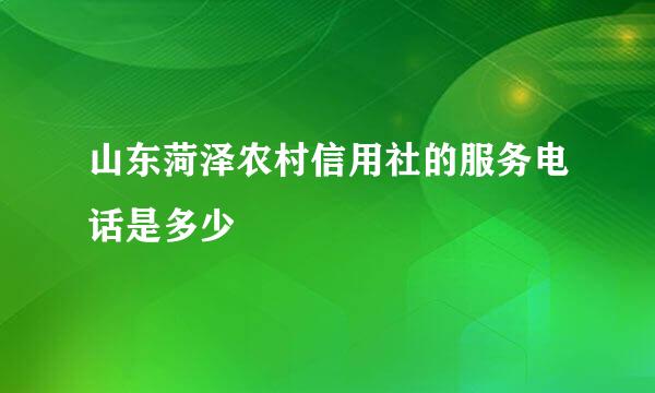 山东菏泽农村信用社的服务电话是多少