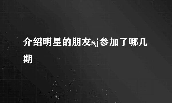 介绍明星的朋友sj参加了哪几期