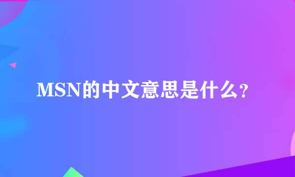 MSN的中文意思是什么？