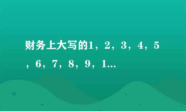 财务上大写的1，2，3，4，5，6，7，8，9，10，百，千，万，元