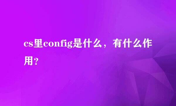 cs里config是什么，有什么作用？