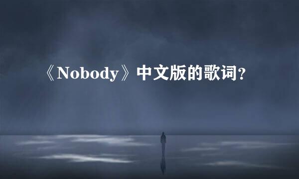 《Nobody》中文版的歌词？