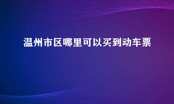 温州市区哪里可以买到动车票