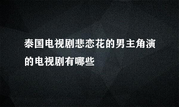 泰国电视剧悲恋花的男主角演的电视剧有哪些