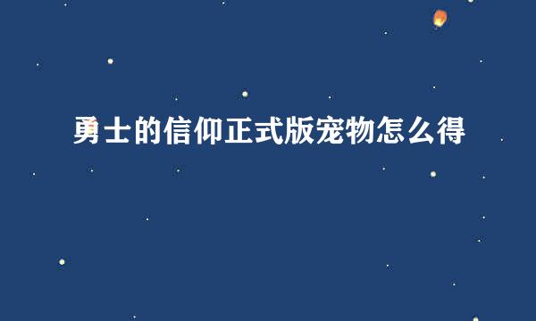 勇士的信仰正式版宠物怎么得