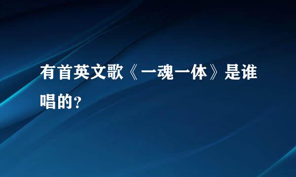 有首英文歌《一魂一体》是谁唱的？