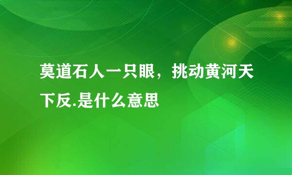 莫道石人一只眼，挑动黄河天下反.是什么意思