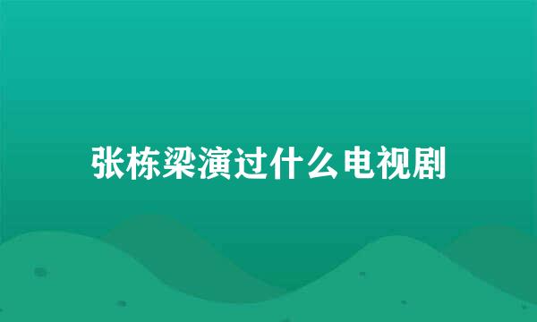 张栋梁演过什么电视剧