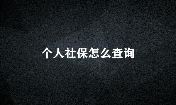 个人社保怎么查询