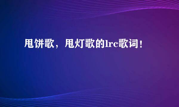 甩饼歌，甩灯歌的lrc歌词！