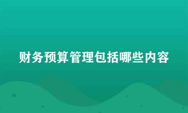 财务预算管理包括哪些内容