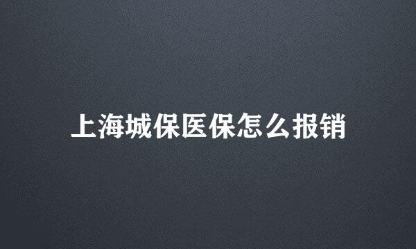 上海城保医保怎么报销