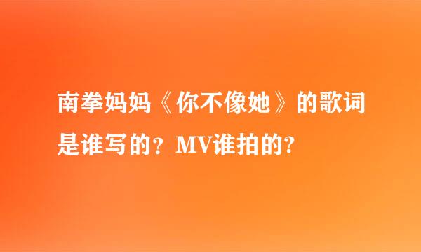 南拳妈妈《你不像她》的歌词是谁写的？MV谁拍的?