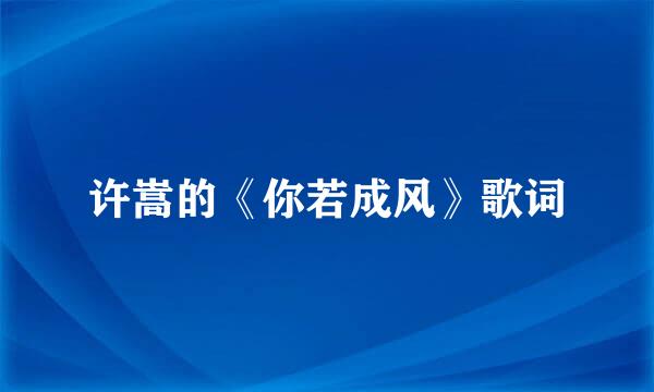 许嵩的《你若成风》歌词