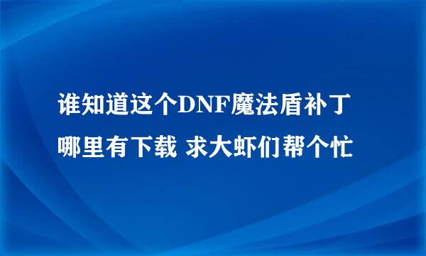 谁知道这个DNF魔法盾补丁 哪里有下载 求大虾们帮个忙