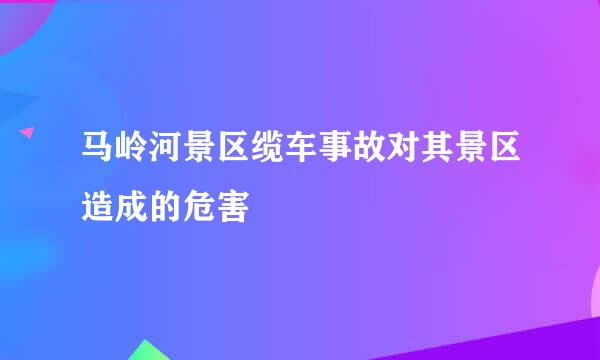 马岭河景区缆车事故对其景区造成的危害