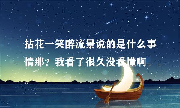 拈花一笑醉流景说的是什么事情那？我看了很久没看懂啊。。。