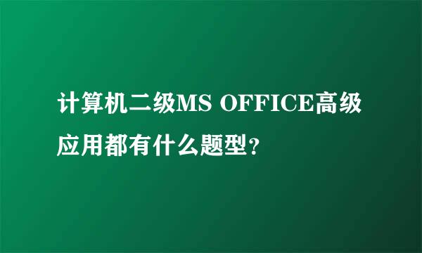 计算机二级MS OFFICE高级应用都有什么题型？